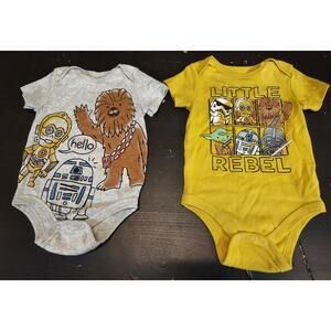 Star Wars Baby Shirts Sz 3-6 Months Bodysuit Little Rebel AB